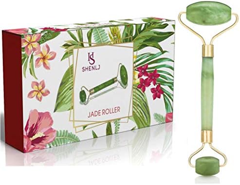SHENLJ Jade Roller for Face Massager Anti Aging Facial Therapy - 100% Natural Jade Stone - Handmade - Face Slimmer - Gift Box Included