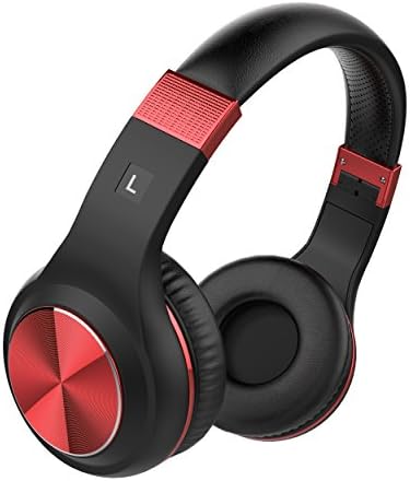 Vomercy Over Ear Headphones with Microphone Heavy Bass Stereo Adjustable Headsets for iPhone iPad iPod Android Smartphones Laptop Tablets Computer MP3/4 (Red)