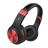 Vomercy Over Ear Headphones with Microphone Heavy Bass Stereo Adjustable Headsets for iPhone iPad iPod Android Smartphones Laptop Tablets Computer MP3/4 (Red)