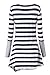 Zattcas Womens Striped Long Sleeve Tunic Top Loose T-Shirt Dress Gray