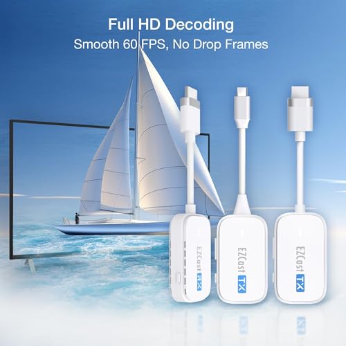 EZCast Wireless HDMI Transmitter & Receiver Kit Two Transmitters (Type-C & HDMI) and Receiver Ultra-Low Latency, Plug & Play for Laptop/PC to TV/Projector