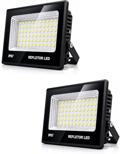 Kit 2 Refletores LED 200W Branco Frio Bivolt IP67 Alta Potência Área Externa OutStay