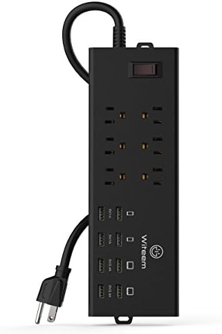 Witeem Power Strip Surge Protector with 6 AC Outlets and 8 USB Ports, 6 ft UL Power Cord, Black