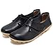 CIOR Women's Genuine Leather Loafers Casual Moccasin Driving Shoes Indoor Flat Slip-on Slippers,M915,Black,42