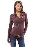 PattyBoutik Mama Cowl Neck Drop Shoulder Maternity Top (Heather Dark Amaranth M)