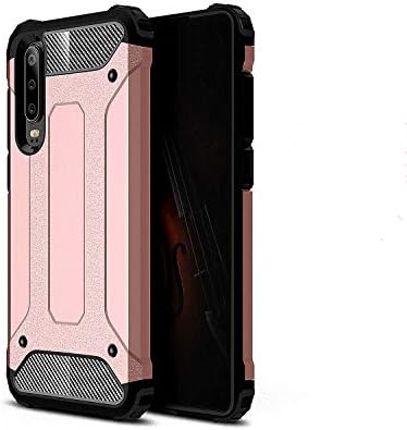 P30 P30pro Phone Case Carbon Fiber+Rubber Double-Layer Buffer Shockproof Damping Airbag Reinforced Corner Protective Cover for Huawei (Rose Gold, P30 pro)