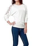 Women Floral Lace Panel Back Scoop Neck Stretchy Casual Shirt