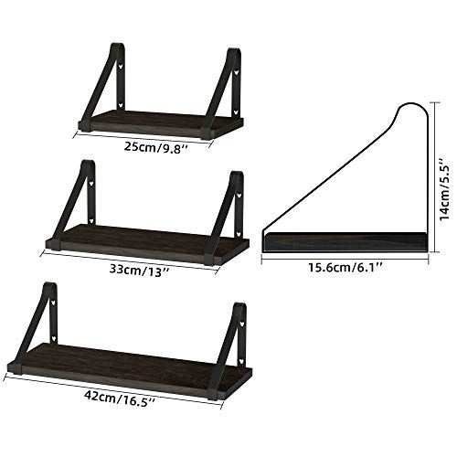 ZGO Floating Shelves for Wall Set of 3, Wall Mounted Storage Shelves
