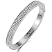 GuqiGuli ♥Valentines Day Gift♥ Pave Swarovski Elements Crystal Oval Bangle Bracelets with Silver/Gold /Rose Gold Plated, 7.4''