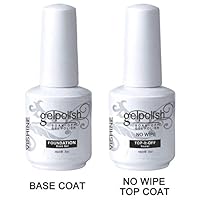 Vishine 15ml No Wipe Top Coat Base Coat Gel Nail Polish Soak Off UV LED Drying Long Lasting Shiny Nail Varnish Set