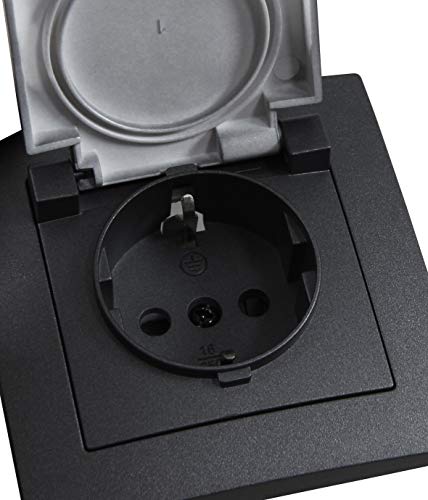 MC POWER - Schutzkontakt-Steckdose IP44 | FLAIR | 250V~/16A, UP, Klappdeckel, anthrazit, matt – Bild 3