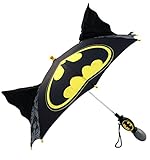 DC Comics Boys' Little Batman 'Squeeze and Flap' Fun Rainwear Umbrella, Black, Age 3-7