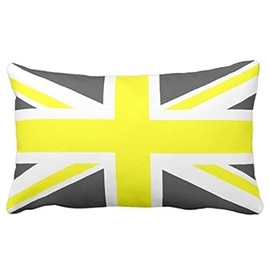 Dark Grey And Yellow Union Jack Home Throw Pillow Case Pillow Case