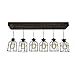 West Ninth Vintage Fayette Wood Pendant Chandelier Light | Indoor Home Ceiling Fixture W/ Caged lights