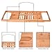 Giantex Bamboo Bathtub Caddy with Extending Sides, Bamboo Bath Tray with Extending Sides, Reading Rack, Wine Glass, Book and Tablet Holder