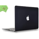 MacBook Air 13 inch Case, UESWILL Smooth Soft-Touch Matte Hard Shell Case Cover for 2008-2017 MacBook Air 13 inch (Model A1466 / A1369) + Microfibre Cleaning Cloth, Black