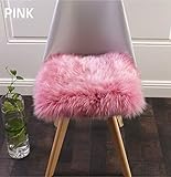 Super Soft Faux Fur Sheepskin Rugs Soft Plush seat Cover Pads for Chair Living & Bedroom Sofa Pink,16x16 Inch