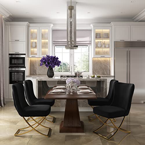 Ottomanson Royal Collection Dining Chair, Set of 2, Microfiber, Black