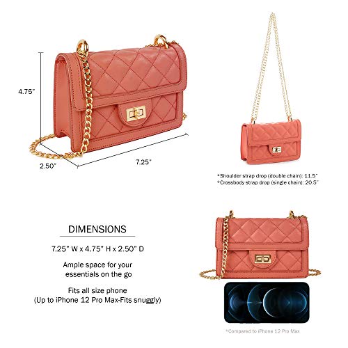 SG SUGU Small Quilted Crossbody Bag, Trendy Designer Shoulder Bag, Phone Wallet Purse for Women