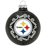 Pittsburgh Steelers 2 5/8'' Painted Round Candy Cane Christmas Tree Ornament