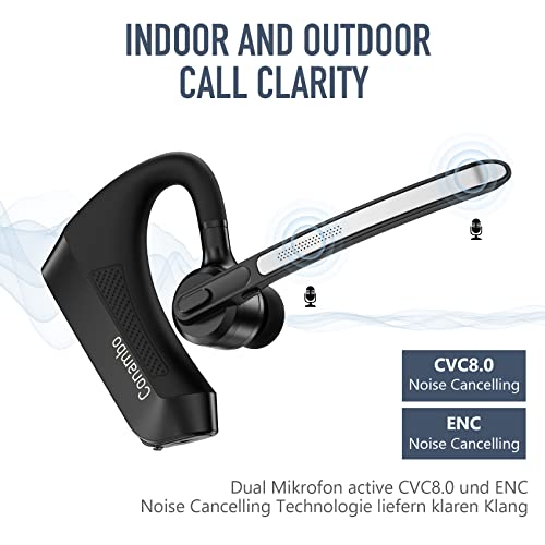 Conambo K21 Bluetooth Headset, V5.1 Bluetooth Headset with Microphone with CVC 8.0 and ENC Noise Cancellation, Headset Bluetooth with Microphone for Driving, Office, Business, Driving, 18 Hours Talk Time