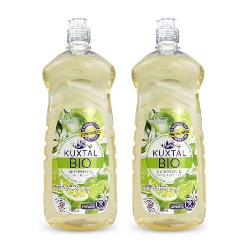 KUXTAL Detergente para Trastes Paquete de 2, Elimina la Grasa sin Percudir los Platos, Amigable con las Manos, Biodegradable OECD 301-A, Ingredientes Naturales, Aroma Cítrico