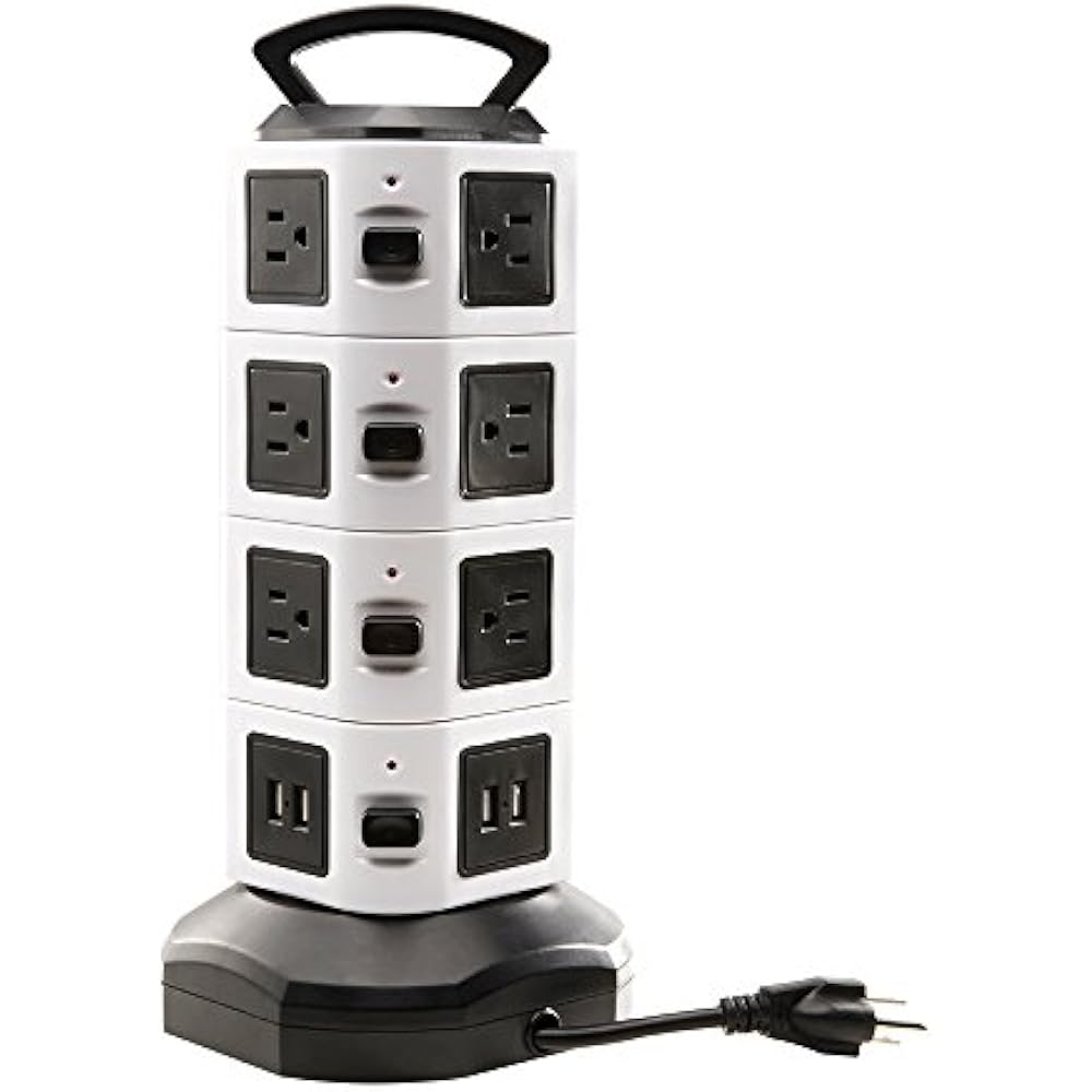 Power Strip Tower, Surge Protector Electric Charging Station 14 Outlet