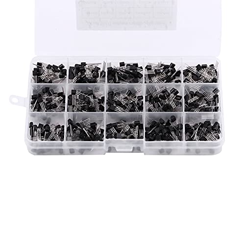 600Pcs 15 Value X 40 Pcs Transistor TO-92 Assortment Box Kit Transistors 2n2222 2n3904 2n3906 C945 S8050 S8550 S9014 S9013 9018