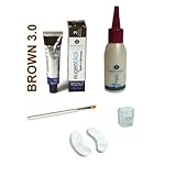 Berrywell Augenblick 5-PCS Hair Dye Kit: Natural Dark Brown Color 3.0 Hair Dye Combo Set, Developer, Tinting Brush, Glass Mixing Dish, 60 Pairs Non-woven Eye-pads from Germany
