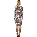 Xuan2Xuan3 Women Floral Print Long Sleeve Tunic Loose Casual Short Shirt Mini Dress