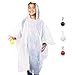 4-Pack Kids Disposable Rain Ponchos with Ball, Child Emergency Waterproof Raincoat with Hood for Boys and Girls, White primary