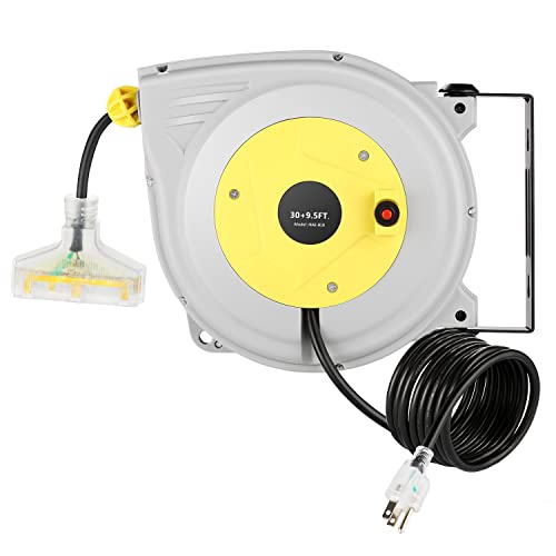 50 discount on 30FT + 9.5FT Retractable Extension Cord Reel, 16 Gauge