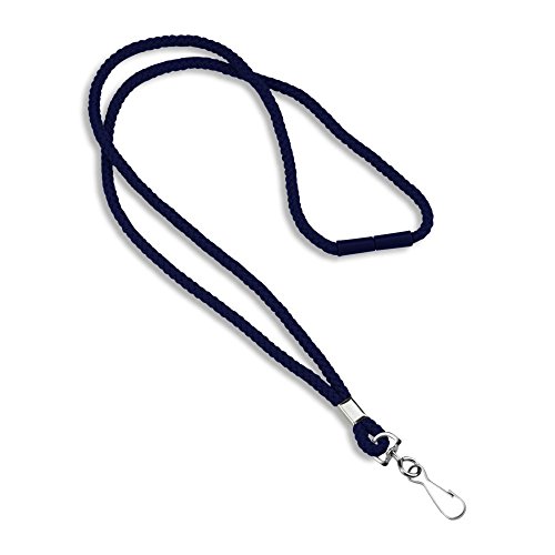 25 Pack - Blank Round Woven Lanyard with Breakaway Release - Blue - Swivel Hook