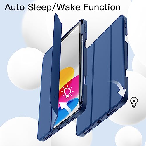 JETech Funda para iPad (A16) 11.ª/10.ª Generación (2025/2022), Slim Tableta Cover con Suave TPU Trasera Carcasa con Auto-Sueño/Estela (Marino)