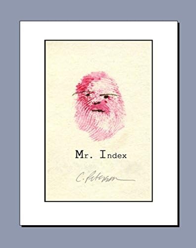 "Forensic Whimsy : Finger Print Series : Mr. Index." Mixed Media Drawing and Finger Paint. 8" x 10" Fine Art Print. Signed. By Cathy Peterson.