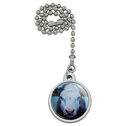 Graphics and More Brown and White Cow Painting Ceiling Fan and Light Pull Chain