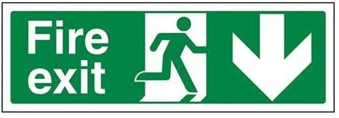 Stewart Superior SP124PVC Cartello Uscita Sicurezza Fire Exit Con Freccia Giù 450x150 Mm PVC