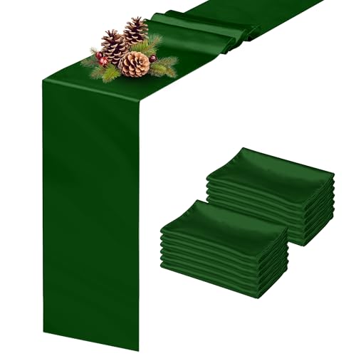 4 Pack Dark Green Satin Table Runner