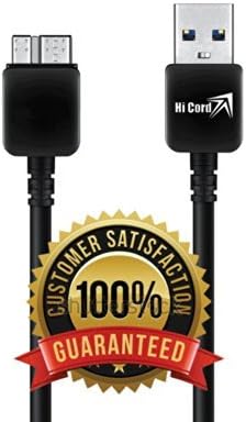 Hi Cord Inc OEM Design High Quality Thick New Micro USB 3.0 Fast Charging Sync Data Cable Transfer Charger Cord For Samsung Galaxy Note 3 III N9000 Galaxy S5 IV i9600+1x Hi Cord Cleaning Cloth With Logo Printed (1X 3ft BLACK)