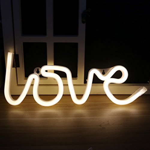 AIZESI Love Led Sign,Neon Lamps,Marquee Battery or USB Operated Table Led Ligths Wall Decoration for Girls Bedroom,Living Room, Christmas,Party as Kids Gift (Warm White LOVE)
