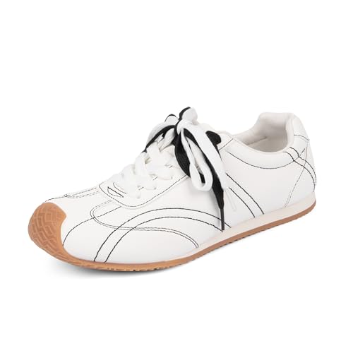 QIY White Sneakers for Women Comfortable Casual Shoes Lace up White Tennis Shoes Women's Wide Toe Fashion Sneakers Size 11 at Amazon