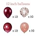 Burgundy Balloons 40 Pack, 12 Inch Latex Balloon with Rose Gold Confetti Balloons for Baby Shower Wedding Birthday Party Decorations, 2 Gold Ribbons