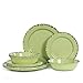 12pcs Melamine Dinnerware set for 4, Outdoor Use Dinner Dishes Set for Camper, Break-resistant, Green Beans Color …