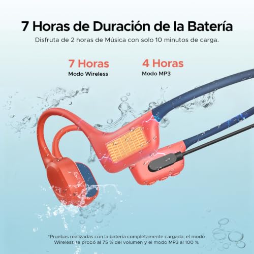 DOOGEEEco Bone Conduction Headphones IP68 Waterproof for Swimming 10H Battery Bluetooth 5.4 Storage 32GB Ideal for Cycling (Red)