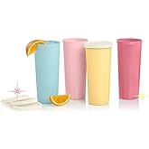 Tupperware Tumblers 16 oz Straight Side Solid Pastel Colors Blue, Pink, Yellow, Rose