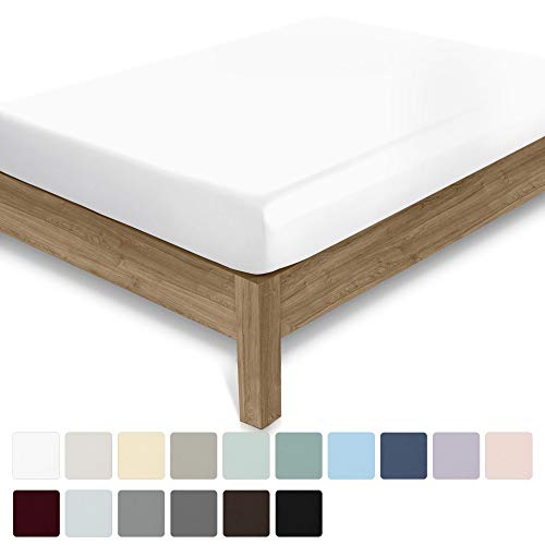 California Design Den 400 Thread Count 100% Cotton 1 Fitted Sheet Only, Pure White Full Fitted Sheet, Long - Staple Combed Pure Natural Cotton Sheet for Kids and Adults, Soft & Silky Sateen Weave