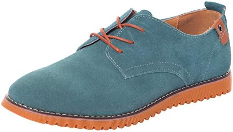 Runday Men's Fashion Suede Leather Shoes Round Toe Lace Up Casual Oxfords(9 D(M)US,lightblue)