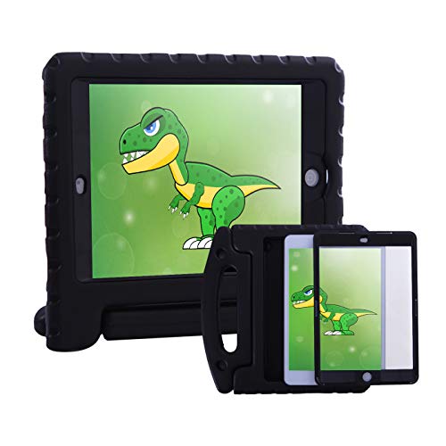 HDE Case for iPad Mini 1 2 3 Kids Shockproof Bumper Hard Cover Handle Stand with Built in Screen Protector for Apple iPad Mini 1st 2nd 3rd Generation (Black)
