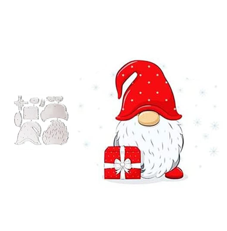 Gift Gnome Cutting Dies for Card Making，Claus Cutting Dies Cut Stencils for DIY Scrapbooking Photo Album Decorative Embossing Paper Dies for Card Making Templated+Cute Brooch Pin