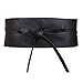 Womens Faux Leather Wrap Around Obi Style Waist Band Belt (Black Faux Leather)